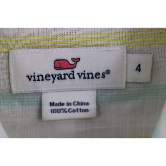 VINEYARD VINES ROLL CUFF HALF BUTTON FRONT BLOUSE WOMENS SIZE 4 MULTI COLOR - Picture 6 of 6